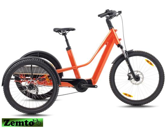 Elektro Dreirad Zocket 24, Mittelmotor, 80 NM / 540 WH, Gefedert, Leistungsstark, Orange